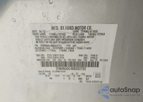 2011 Ford Flex Limited from USA, damaged, VIN 2FMHK6DC4BBD02702